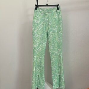 House of Sunny Green Velvet Boot Cut Pants